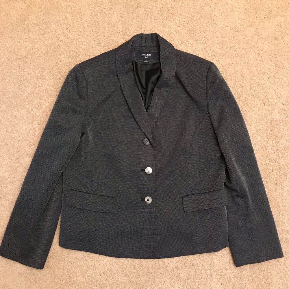 Jones Wear Premium Suit Blazer Jacket Size 16 Grey Career Office Business Corp